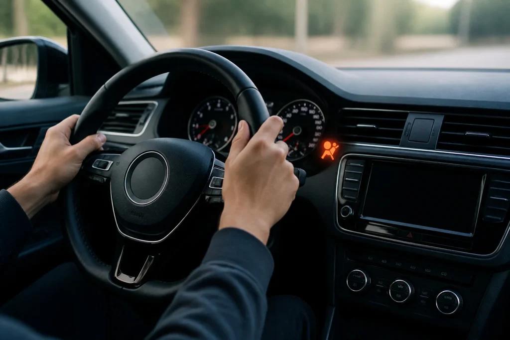 Tableau de bord voiture voyant airbag allume