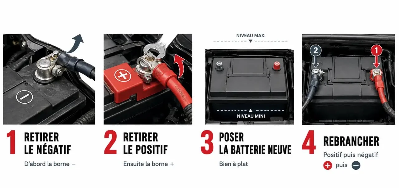 Comment changer la batterie : ordre de débranchement et de rebranchement des bornes